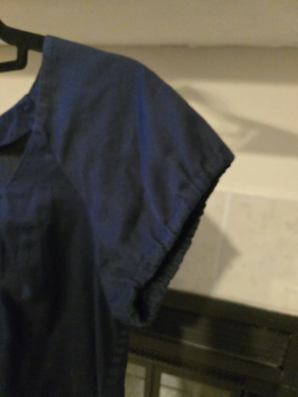 Michael Kors Deep Navy Scoop Neck Pleated Short Sleeve Blouse